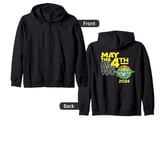 Star Wars Grogu May the 4th Be With You 2024 Distressed Look Zip Hoodie