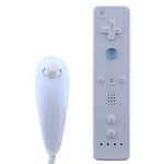 OSTENT 2 in 1 Remote Controller Built in Motion Plus + Nunchuk for Nintendo Wii Game - White
