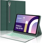 Clavier pour Samsung Galaxy Tab S9FE Plus 12.4'',Bluetooth Mégnétique Détachable rétroéclairage AZERTY Clavier avec Touchpad pour Samsung Galaxy Tab S9FE Plus/S9 Plus 12.4'',Vert foncé(Q277)