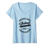 Womens Vintage Born in 1961 Retro Classic Birthday Gift V-Neck T-Shirt