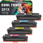 Cool Toner Compatible for HP M277dw Toner 201X 201A Color LaserJet Pro MFP M252dw M277n M277c6 M274n M252n CF400X CF401X CF402X CF403X (Black Cyan Yellow Magenta 4-Pack)