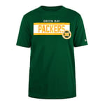 GREEN BAY PACKERS New Era Cap NFL T-Shirt régulier Haute densité Encre sérigraphiée sur Le Devant Graphique Original Couleur équipe Unisexe Vert foncé