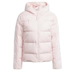 adidas Women's Essentials 3-Stripes Mid Down Hooded Jacket, Sandy Pink, XS