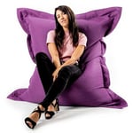 LIVEDECO - Pouf Géant Lin Intérieur Salon, Déhoussable, Cocooning Violet BiG52