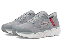 Skechers Men's Max Cushioning Slip-ins-Athletic Workout Running Walking Shoes with Memory Foam Sneaker, Grey red, 9.5 UK