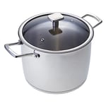 Moneta Accordo Inox Casserole à Induction avec Couvercle en Verre et 2 Poignées, Revêtement Extérieur en Acier Inoxydable Brossé, pour Toutes les Plaques de Cuisson, Passe au Lave-Vaisselle, 24 cm