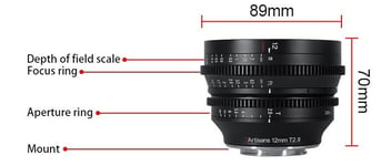 Objectif Cinéma 7artisans 2.9/12mm T Noir Pour Nikon Z APS-C