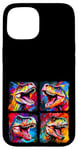 Coque pour iPhone 15 Dinosaure T Rex Pop Art Dessin Coloré Peinture