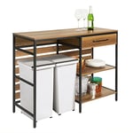 SoBuy Table de Cuisine Meuble de Rangement Cuisine Comptoir de Cuisine avec Tiroir et 2 Étagères, Cadre en Acier Stable, Style Industriel – 120 x 45 x 90 cm FSB71-PF