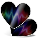 2 x Heart Stickers 15 cm - Equaliser Audio Music Sound Waves #16006