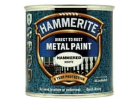 Hammerite Direct To Rust Hammered Finish Metal Paint White 250Ml HMMHFW250