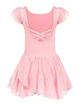 Arshiner Vêtements de Ballet pour Filles Robe de Ballet en Coton Rose à Manches Courtes Costume de Ballet Justaucorps Robe de Ballerine Corps de Danse avec Jupe Tutu 10-11 Ans