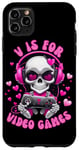 Coque pour iPhone 11 Pro Max V est pour les jeux vidéo Skull Headphones