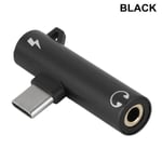 Audio Charging Adapter Type C To 3.5mm Jack Converter Black