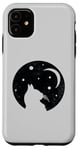 iPhone 11 Cat Silhouette With Moon Starry Sky Vintage Retro Case