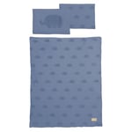 roba Parure de Lit Bébé Lil Elephant - 2 Pièces - Housse de Couette 100 x 135 cm + Taie d'Oreiller 40 x 60 cm - Certifié OEKO-TEX® et GOTS - Bleu Clair De Lune