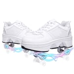 Hmlopx Deformation Roller Skates Outdoor Parkour Shoes with Wheels for Girls/Boys Roller Automatic Dual Skates for Adults Deformed Shoes Unisex