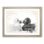 Rubber Ducks Modern OPposites Attract Modern FC Framed Wall Art Print, Ready to Hang Picture for Living Room Bedroom Home Office Décor, Oak A3 (46 x 34 cm)