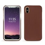 Coque cuir Apple iPhone Xs - Coque arrière - Marron - Cuir saffiano - Neuf