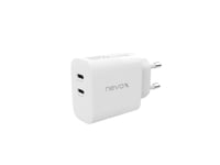 Nevox 45W Dobbel - Usb - C Strømlevering (Pd) Lader Gan, Hvit (Hc-2137)