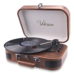 Record Player, Bluetooth Portable Vinyl Turntable with Digital Encoder and Built-in 2 Stereo Speakers, Aux-In, RCA,3 speed 33/45/78 RPM - Suitcase Design（Leather）