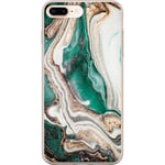 Apple iPhone 7 Plus Gennemsigtigt Telefoncover Grön / Guld marmor