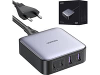 Ugreen Lader Ugreen Cd327 Nexode Vegglader, 2X Usb-C, 2X Usb-A, Gan, 65W (Grå)