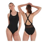 Speedo Women's Eco Endurance+ Power Cross Back Swimsuit | Athletic Fit | Classic Design| Recycled Fabric | Chlorine Resistant | Extra Flexibility, Black, 28