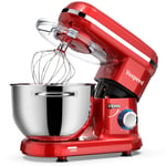 Stand Mixer, Vospeed Food Mixer Dough Blender, 6 QT 1500W Electric Cake Mixer with Bowl, Beater, Hook, Whisk, Egg Separator & Silicone Spatula, Dishwasher Safe (Red)