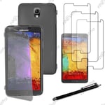 Coque gel rabat Samsung Galaxy Note 3 Lite SM-N7505, Noir +Stylet 3 Film