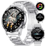 LIGE Smart Watch for Men with 1.43 AMOLED Display, Answer/Make Call, Fitness Watch 100+ Sports Modes, 2 Straps, Heart Rate Sleep Monitor Smartwatch for Android iOS Phones, Silver