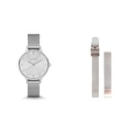 Skagen Anita Lille Montre pour Femmes, Mouvement à Quartz avec Bracelet en Acier Inoxydable Ou en Cuir, Ton Argent et Blanc, 30Mm pour Femme Montre avec Bracelet en Acier Inoxydable 270907