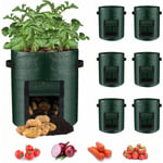 6-pack potatisodlingsväskor, odlingsväskor för trädgårdsplantering med fönsterlucka och handtag, grönsaksodlingsväskor för potatis, lök, tomat, morot-Xin 10 Gallon