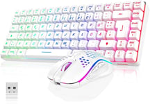 K84 ENSEMBLE CLAVIER ET SOURIS DE JEU SANS FIL QWERTZ DE, RECHARGEABLES, COMPACTS, ULTRA LÉGERS ¿ AVEC CONSTRUCTION EN NID D'ABEILLE POUR PC MAC PS5 XBOX GAMER [VERSION BLANCHE 202[KEY230504]