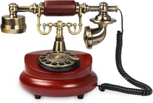 Telephone Rotatif Antique,Telephone Fixe Retro,Style Vintage Europeen,Telephone Fixe,Decoration De Telephone Pour La Maison Et Le Bureau(Couleur Rouge)