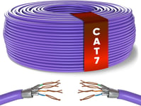 Câble Ethernet Cat 7 25m, 100% Cuivre Haute Vitesse cable ethernet, Câble Réseau LAN Intérieur en Vrac Sans Connecteurs RJ45 | 28AWG, SFTP Blindé internet cable (25 Mètres, Violet)