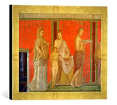 'Image encadrée de römisch "The catec hism with a Young Girl Reading and the INIT iate Making à OFFERING, North Wall, oecus 5, c.60–50 BC, reproduction dans le cadre de haute qualité Photos fait main, 40 x 30 cm, Doré Raya