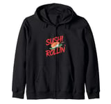 Funny Sushi Rollin - Sushi Chef Skateboarding Zip Hoodie