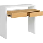 Bureau coulissant avec tiroirs en bois blanc et imitation chêne - BU0055