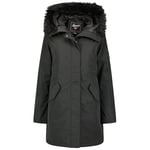 Geographical Norway Basiline Lady Parka Longue Epaisse Chaude Femme Automne Hiver - Manteau Fin Capuche Fausse Fourure - Blouson Coupe Vent - Doudoune Elegante Femmes (Noir L)