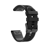 Eariy silicone quick-release wristband, compatible with Garmin Fenix 6X / Fenix 6X Pro, wear resistance and deformation resistance, suitable for all occasions., Black