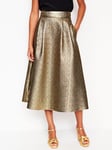 Boden Angelica Jacquard Pleat Skirt, Gold