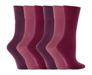 6 Pairs Ladies GG15 Gentle Grip Socks Size 4-8 Uk Plain Dark Pink Mix