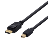 DELTACO – Mini DisplayPort / DisplayPort -kaapeli, DP 1.2, HBR, 3 m, musta (110007)