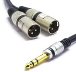 Câble Double XLR Mâle vers Jack 6.35mm Stéréo 1.5m Audio Adaptateur Mâle Jack 6.35 TRS Prise 3 Broches Connecteur XLR Microphone.[G979]