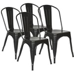 Chaise de Salle à Manger Lot de 4 Industrielle Tabouret de Cuisine Moderne 44 cm h Empilable avec Dossier Jardin Balcon Bistrot Café Salon Exterieur