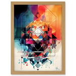 Artery8 Abstract Geometric Spectral Prism Kaleidoscope Colour Light Shapes Modern Watercolour Illustration Artwork Framed A3 Wall Art Print