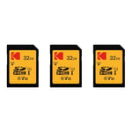 KODAK Pack de 3 Cartes Mémoire SDHC Ultra High Speed - 32 GB