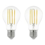 Eglo connect.z Lot de 2 ampoules LED E27 connectées, A60, avec télécommande, ZigBee, contrôlable par appli et commande vocale, dimmable, vintage, 806 lumens, 6 watts, transparent, blanc neutre