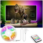 TV LED Backlight for 75-82 inch, 5m Led TV Light with Adapter TV Bias Lighting 5050 Bason RGB Strip Light with Remote for TV, PC Monitor, Computer Ambient Lighting